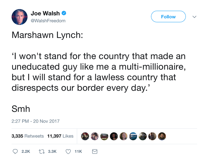 Illustration for article titled When a Deadbeat Dad Attacks a College Grad: Joe Walsh Blew His Racist Dog Whistle on Marshawn Lynch and Twitter Wasn’t Having It